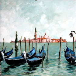 Venise gondoles devant san Giorgio Maggiore
